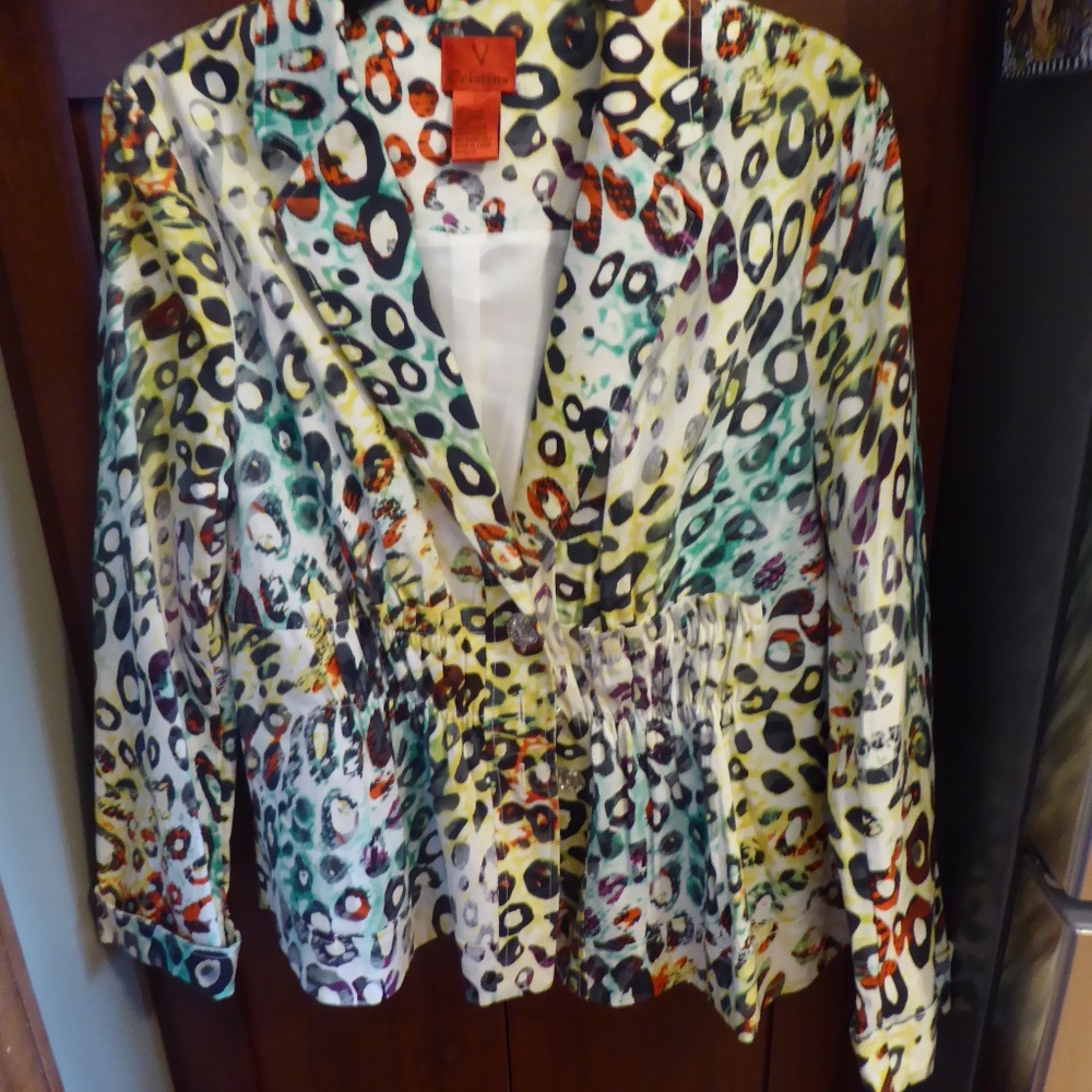V Cristina watercolor cheetah pattern lined jacket